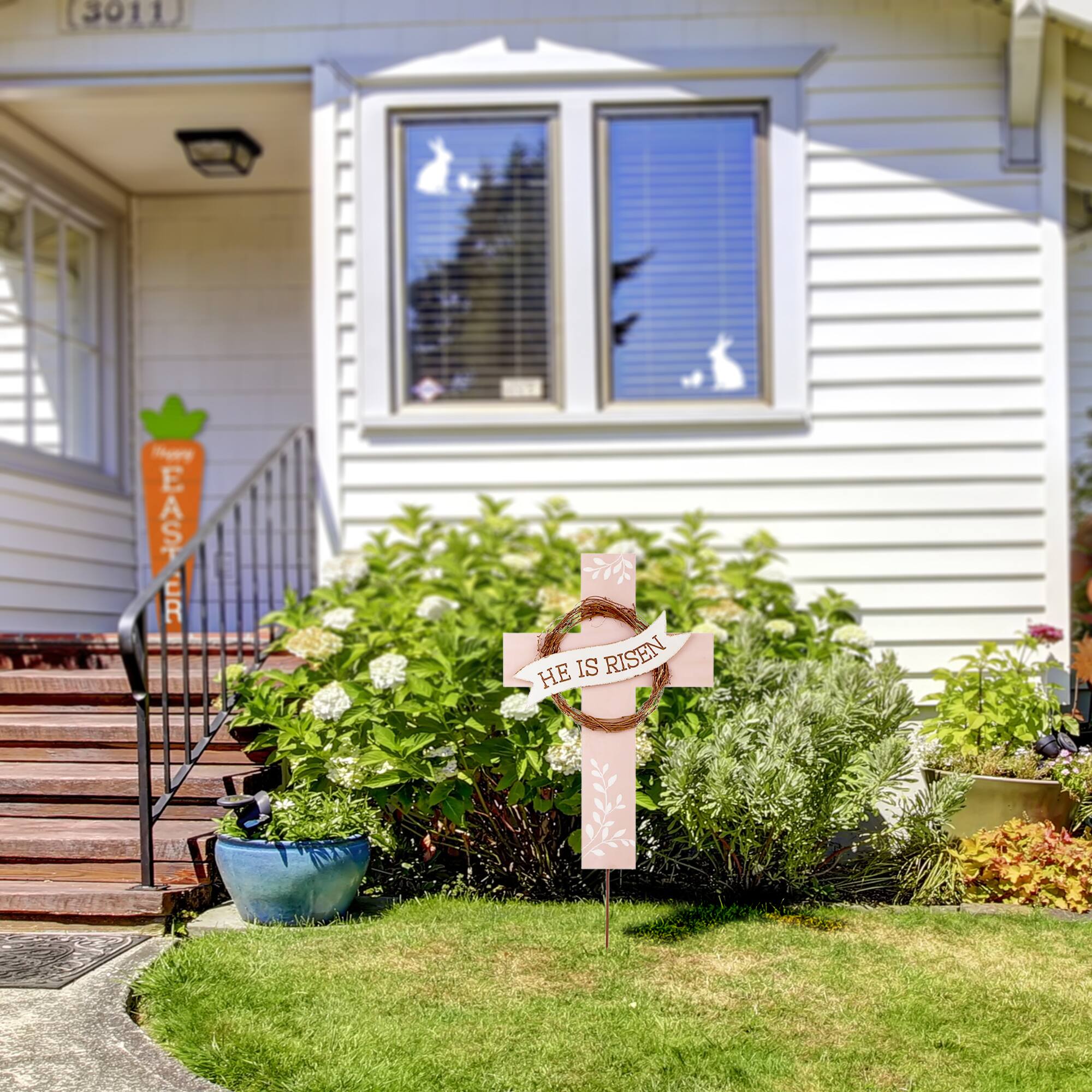 Glitzhome® 32" Easter He is Risen Yard Stake